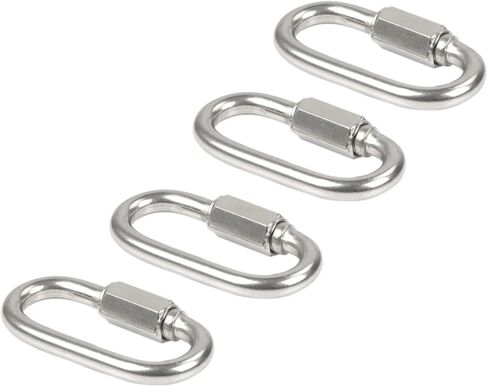 سلسلة من الفولاذ المقاوم للصدأ سريعة الارتباط - 4 قطع وصلات سريعة شديدة التحمل مضادة للصدأ لحلقة المفاتيح، حقيبة الظهر، سلسلة الضوء، أرجوحة الأطفال، سعة 880 رطلاً in Kuwait