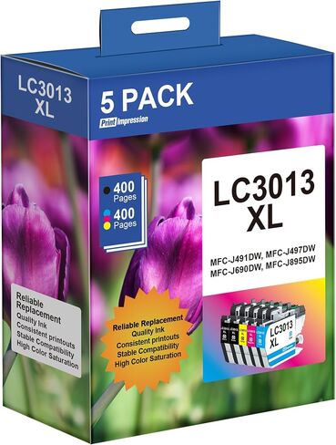 LC3013 5PKS LC3011 Ink Cartridges BK/C/M/Y Replacement for Brother LC3013 Ink Cartridges LC3011BK LC3013BK for Brother MFC-J497DW MFC-J491DW MFC-J895DW MFC-J690DW (2Black, 1Cyan, 1Magenta, 1Yellow) in Saudi Arabia