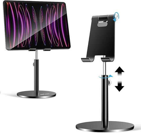 Adjustable Tablet/Phone Stand, AICase Telescopic Adjustable iPad Stand Holder,Universal Multi Angle Aluminum Stand Compatible with iPhone Smart Cell Phone/Tablet/iPad(4-13 inch), Black in Kuwait