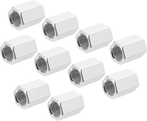 MECCANIXITY عرافة اقتران المكسرات M10 x 1mm غرامة الموضوع 15mm طول كم مسمار قضيب محولات الأنابيب موصلات حزمة من 10 in Kuwait