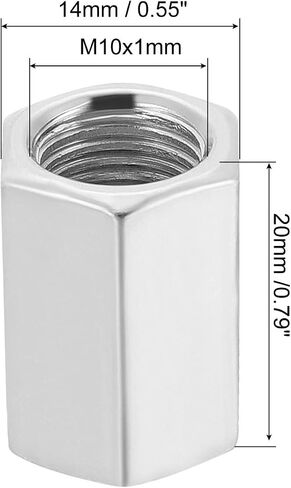 MECCANIXITY عرافة اقتران المكسرات M10 x 1mm غرامة الموضوع 15mm طول كم مسمار قضيب محولات الأنابيب موصلات حزمة من 10 in Kuwait