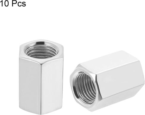 MECCANIXITY عرافة اقتران المكسرات M10 x 1mm غرامة الموضوع 15mm طول كم مسمار قضيب محولات الأنابيب موصلات حزمة من 10 in Kuwait