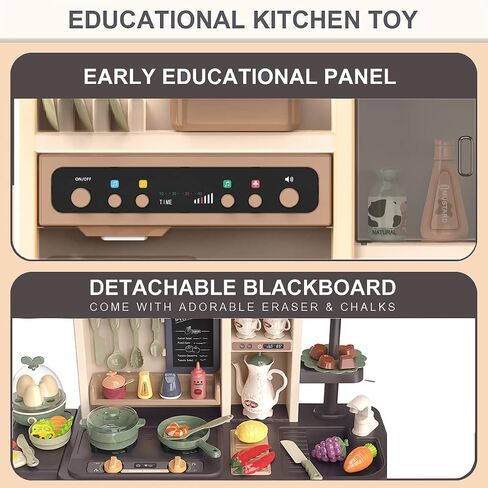 Kitchen Playset for Toddlers - Pretend Food, Real Sounds & Lights, Play Sink, Cooking Stove with Steam for Boys and Girls, Red in Saudi Arabia