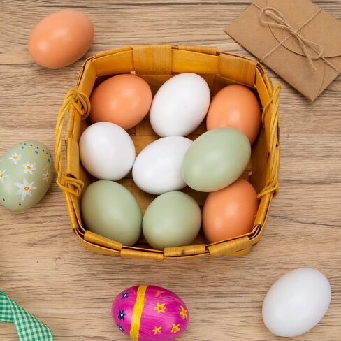 8 قطع من البيض الخشبي المزيف من BigOtters، بيض عيد الفصح الخشبي 3 ألوان بيض خشبي لصيد عيد الفصح والحرف اليدوية وتزيين اللوحة in Kuwait