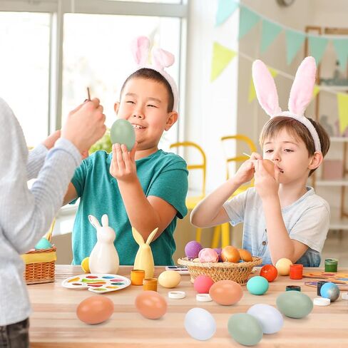 8 قطع من البيض الخشبي المزيف من BigOtters، بيض عيد الفصح الخشبي 3 ألوان بيض خشبي لصيد عيد الفصح والحرف اليدوية وتزيين اللوحة in Kuwait