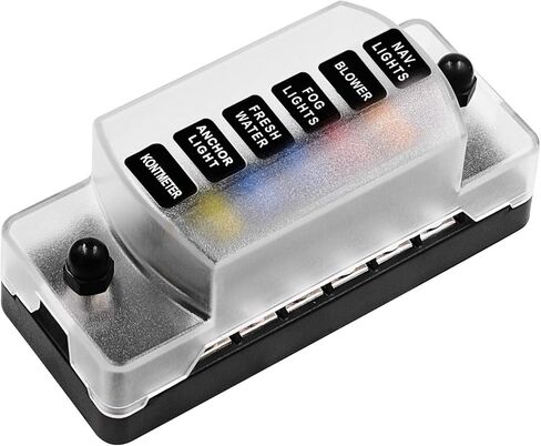 كتلة الصمامات E-Bro 12 فولت، كتلة الصمامات البحرية، كتلة الصمامات الشفرة مع صندوق مصهر السيارات السلبي ATC/ATO المقاوم للماء للسيارات 12 فولت/24 فولت/السيارة/الشاحنة/القارب/البحرية/RV (6 اتجاهات) in Kuwait