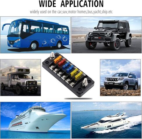 كتلة الصمامات E-Bro 12 فولت، كتلة الصمامات البحرية، كتلة الصمامات الشفرة مع صندوق مصهر السيارات السلبي ATC/ATO المقاوم للماء للسيارات 12 فولت/24 فولت/السيارة/الشاحنة/القارب/البحرية/RV (6 اتجاهات) in Kuwait
