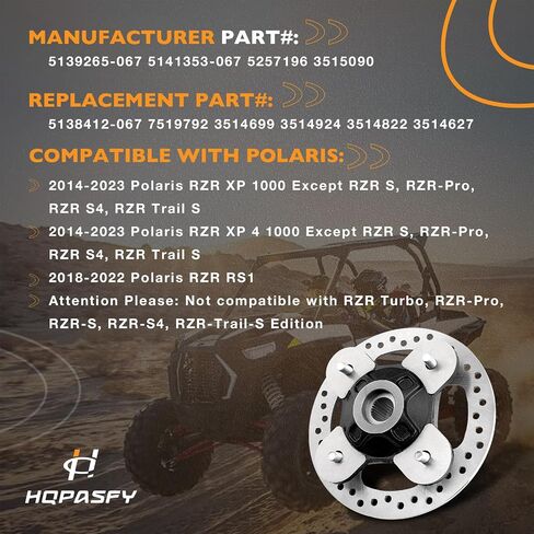محور العجلة الأمامية/الخلفية تحمل ترصيع قرص الفرامل الدوار متوافق مع Polaris 2014-2023 RZR XP 1000، RZR XP 4 1000، 2018-2022 RZR RS1 استبدال # 5139265-067 in Saudi Arabia