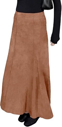 Utcoco Womens Faux Suede Maxi Skirt Elegant High High in Saudi Arabia