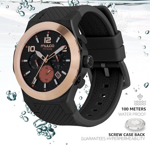 MULCO Titans Watches for Men & Women – Stainless Steel Quartz Watch with Minimalist Analog Display, Mother of Pearl & Crystal Accents, 100m Water Resistant + Free Silicone Wristband (Color May Vary) in Kuwait