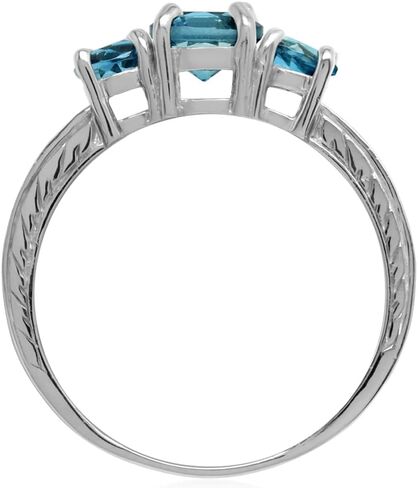Silvershake 3-Stone Round Shape Gemstones White Gold Plated or Yellow Gold Plated 925 Sterling Silver Anniversary or Engagement Ring Bridal Jewelry for Women in Saudi Arabia