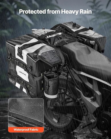 VEVOR Motorcycle Saddlebags, 30L (15L x 2) Large Capacity Saddle Bag Compatible with Grom (2022-2025), Navi, Z125 and Most Motorcycles, Sport Motorbike Side Bag with Waterproof Rain Cover and Straps in Saudi Arabia