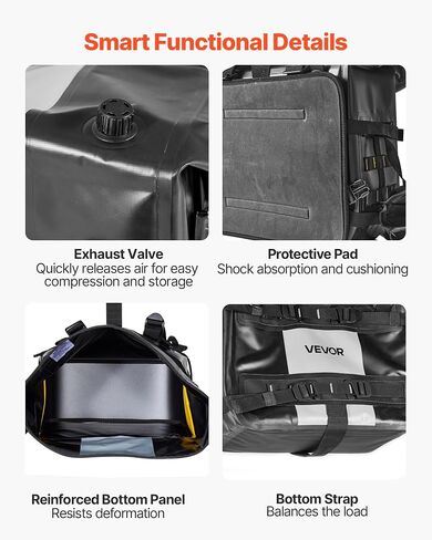 VEVOR Motorcycle Saddlebags, 30L (15L x 2) Large Capacity Saddle Bag Compatible with Grom (2022-2025), Navi, Z125 and Most Motorcycles, Sport Motorbike Side Bag with Waterproof Rain Cover and Straps in Saudi Arabia