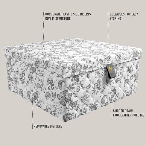 Martha Stewart Essential Collapsible Stackable Decorative Home Storage Organization With Lidded Tops, Set of 2 Nesting Boxes with Lids, Bedford Floral in Kuwait