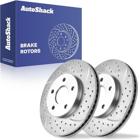 AutoShack Front Drilled Slotted Coated Disc Brake Rotors for 2006-2011 Chevrolet HHR 2.2L 2.4L FWD Replacement 10.87'' (276 mm) PR65124DSZPR in Saudi Arabia