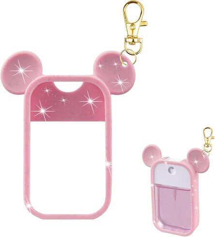 TERPINK Silicone Case Compatible with Touchland Hand Sanitizer Spray 1 fl oz, Mouse Design Protective Case with Keychain for Power Mist and Glow Mist, Hand Sanitizer Spray Accessory 1 Pack (Black) in Kuwait