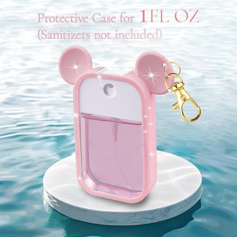 TERPINK Silicone Case Compatible with Touchland Hand Sanitizer Spray 1 fl oz, Mouse Design Protective Case with Keychain for Power Mist and Glow Mist, Hand Sanitizer Spray Accessory 1 Pack (Black) in Kuwait