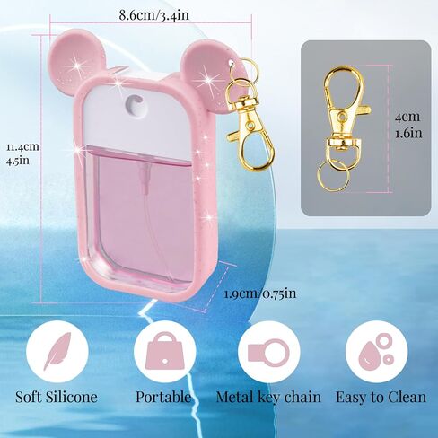 TERPINK Silicone Case Compatible with Touchland Hand Sanitizer Spray 1 fl oz, Mouse Design Protective Case with Keychain for Power Mist and Glow Mist, Hand Sanitizer Spray Accessory 1 Pack (Black) in Kuwait