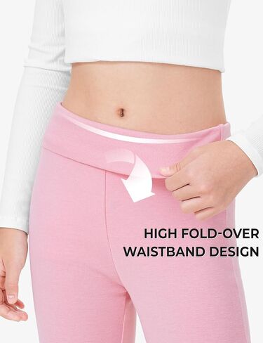 BOOPH Girls Leggings Kids Flare Leggings Foldover Waist Bell Bottom Pants in Saudi Arabia
