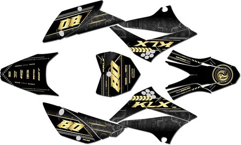 مجموعة رسومات لـ Kawasaki KLX 110 (2010-2024) سلسلة RIFT Green-Shift 16 Mil-Dirt Bike Custom Racing Decals Kit ، in Kuwait