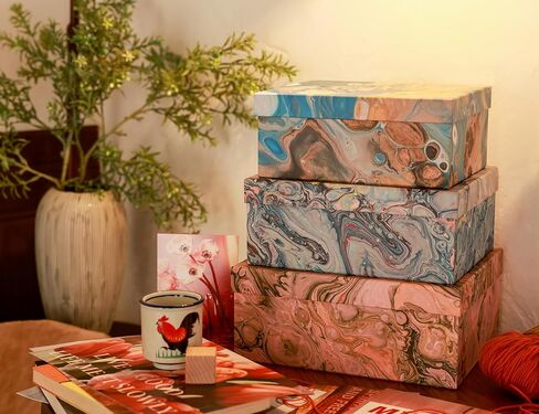 3-Piece Decorative Storage Boxes with Lids, Tulip Design, Vintage Floral, Cardboard Paperboard Keepsake box Set, Photo Storage Box for Memory, Home Decor, Modern Decoration Organizer in Saudi Arabia