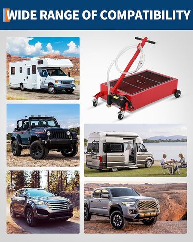 Peakpursuit 20 جالون تصريف الزيت ، مقلاة تصريف الزيت المنخفضة مع مضخة كهربائية 110 فولت 8 أقدام ومقبض قابلة للطي للسيارات والشاحنات وسيارات الدفع الرباعي و RVS in Kuwait