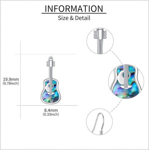 YAFEINI Violin Earrings 925 Sterling Silver, Dangle Drop Earrings for Women, Music Gifts, Hypoallergenic, Tarnish Resistant, Nickel-Free, Violinist Jewelry in Saudi Arabia
