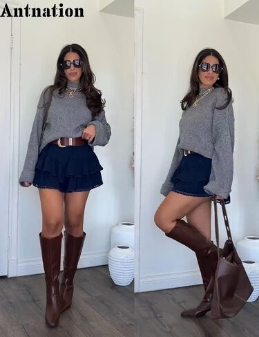Oversized Womens Knit Sweater Cozy Ribbed Turtleneck Pullover with Side Slits in Saudi Arabia
