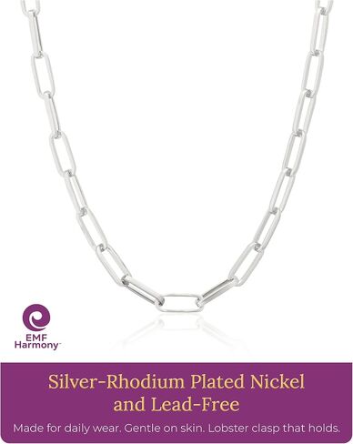 emf harmony chain of love paperclip necklace-18 "مجوهرات مطلية بالذهب أو فضية أو مطلية بالروديوم للنساء تبحث عن التوازن والعافية والأناقة اليومية in Kuwait