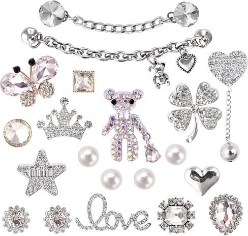 Bling Shoe Charms For Croc Shoe Sandals Bracelet Wristband,Fashion Crystal Rhinestone Shoe Decoration Pins for Women Party Favors Birthday Gifts in Kuwait