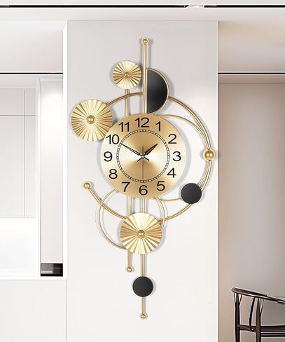 ساعة حائط كبيرة ، ساعات الحائط لديكور غرفة المعيشة ، تصميم هندسي حديث ، ساعة صامتة غير محددة للمكتب ، غرفة النوم ، الدراسة ، ديكور المدخل-38''x16 '' in Saudi Arabia