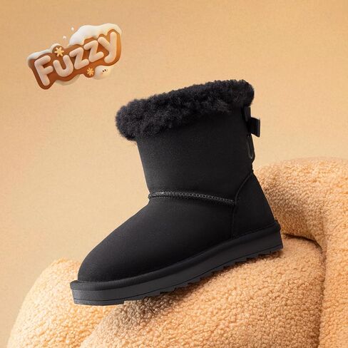 DREAM PAIRS Girls Boots Kids Winter Faux Fur Warm Snow Ankle FuzzyChic Kid's Bow Boots for Toddler/Little Kid in Saudi Arabia