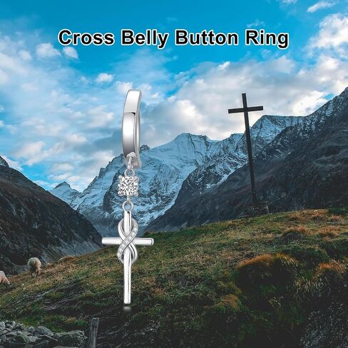 Butterfly Cross Shark Belly Button Ring 925 Sterling Silver Clicker Belly Rings Dangle Navel Ring Hypoallergenic Navel Piercing Belly Piercing Jewelry Gifts for Women in Saudi Arabia