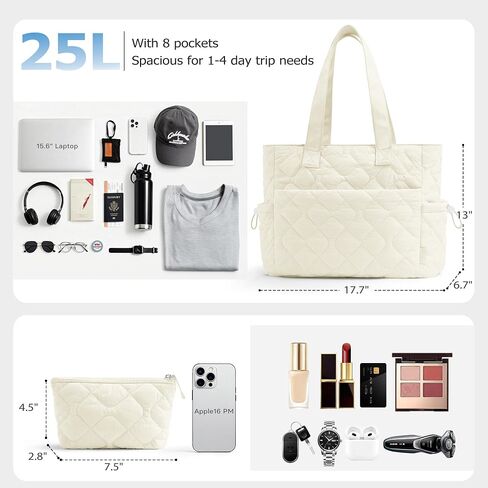TOPEAST Tote Bag for Women, Large Puffer Tote Bag with Zipper, Lightweight Work Bags for Women, Quilted Bags for Nurse Travel in Saudi Arabia