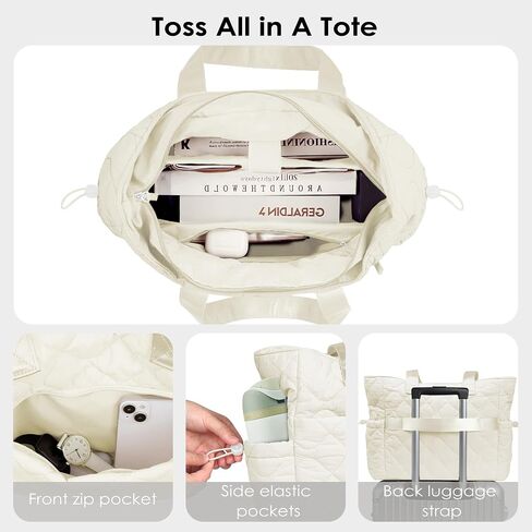 TOPEAST Tote Bag for Women, Large Puffer Tote Bag with Zipper, Lightweight Work Bags for Women, Quilted Bags for Nurse Travel in Saudi Arabia