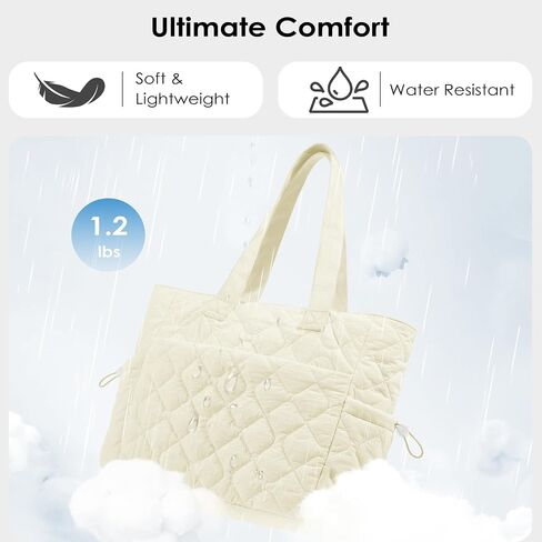 TOPEAST Tote Bag for Women, Large Puffer Tote Bag with Zipper, Lightweight Work Bags for Women, Quilted Bags for Nurse Travel in Saudi Arabia