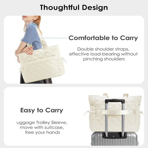 TOPEAST Tote Bag for Women, Large Puffer Tote Bag with Zipper, Lightweight Work Bags for Women, Quilted Bags for Nurse Travel in Saudi Arabia