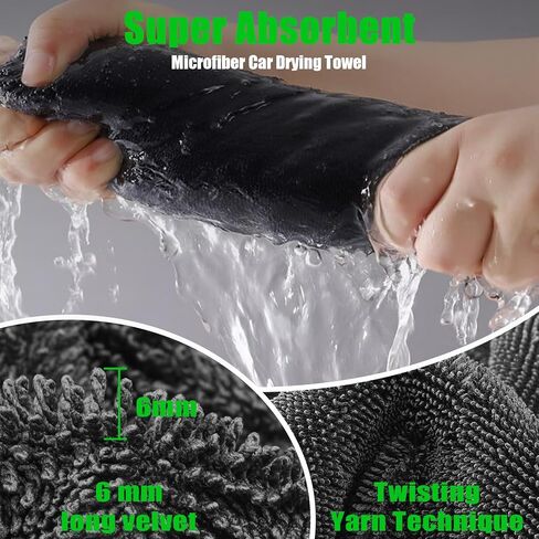 PBHEPJ 2-Pack XXL (48 "× 24") منشفة تجفيف سيارات الألياف الدقيقة ، منشفة تنظيف السيارات على الوجهين مع تقنية الغزل الملتوية ، 1200GSM فائقة الامتصاص ، خالية من الخدش ، قابلة للغسل in Kuwait