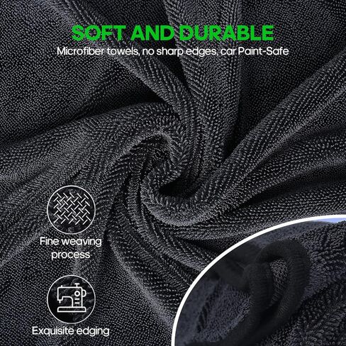 PBHEPJ 2-Pack XXL (48 "× 24") منشفة تجفيف سيارات الألياف الدقيقة ، منشفة تنظيف السيارات على الوجهين مع تقنية الغزل الملتوية ، 1200GSM فائقة الامتصاص ، خالية من الخدش ، قابلة للغسل in Kuwait
