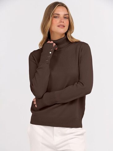 anrabess Womens Turtleneck Sweeve Seneve Subtinters Lightweight Button Disual Knit Basic Pullover Jumper Tops 2025 Fall Outfits in Saudi Arabia