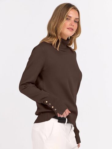 anrabess Womens Turtleneck Sweeve Seneve Subtinters Lightweight Button Disual Knit Basic Pullover Jumper Tops 2025 Fall Outfits in Saudi Arabia