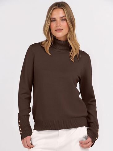 anrabess Womens Turtleneck Sweeve Seneve Subtinters Lightweight Button Disual Knit Basic Pullover Jumper Tops 2025 Fall Outfits in Saudi Arabia
