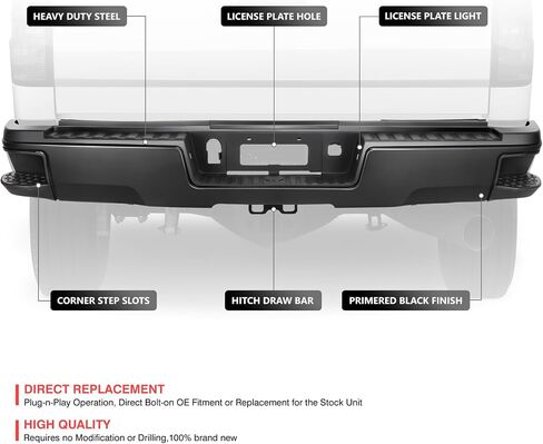 DNA MOTORING Rear Step Bumper Compatible With 2015-2019 Silverado/Sierra 2500HD 3500HD, With Rear Parking Sensor Holes, GM1102563, STEPBUM-10055 in Saudi Arabia