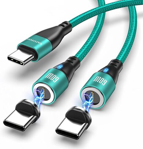 VAFOTON 9Pin PD 60W Magnetic Charging Cable(2Pack, 3.3FT/6.6FT), 3A Magnetic USB C Charging Cable/USB C Charger Cable/Magnet Charger Cable for 1Phone16/15 Series, Ma-Book/1Pad Series, Samsung Galaxy in Saudi Arabia