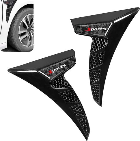 2 PCS Car Fender Side Vent Stickers, Anti-Collision Shark Gill Spoiler Stickers, Fender Decorative Decal, Custom Sporty Universal Vehicle Decals for Hood Spoiler (Red) in Saudi Arabia