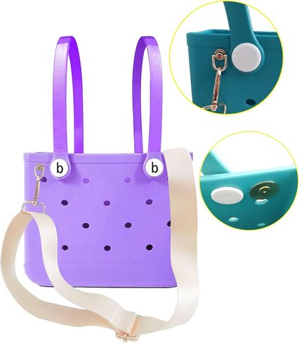 Small Rubber Tote Bag with Adjustable Strap, Small Beach Bag,Washable Tote Portable Travel Bag for Travel Gym Picnic Pool Outings, Lightweight, Durable(Light Pink) in Saudi Arabia