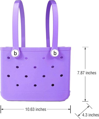 Small Rubber Tote Bag with Adjustable Strap, Small Beach Bag,Washable Tote Portable Travel Bag for Travel Gym Picnic Pool Outings, Lightweight, Durable(Light Pink) in Saudi Arabia