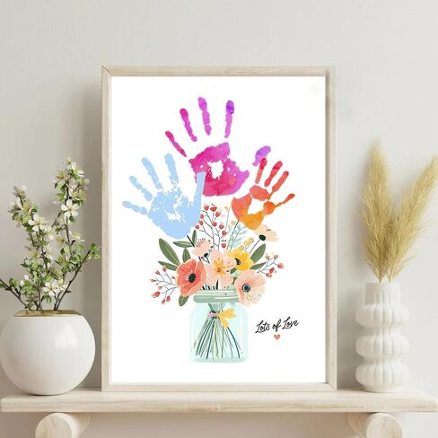 Physkoa DIY Handprint Flower Craft Kit for Kids–12"x16" Art Gift with Wood Frame–Keepsake for Mom or Grandma–Meaningful Birthday or Thank You Gift (2 Art Styles Included) in Saudi Arabia