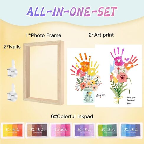 Physkoa DIY Handprint Flower Craft Kit for Kids–12"x16" Art Gift with Wood Frame–Keepsake for Mom or Grandma–Meaningful Birthday or Thank You Gift (2 Art Styles Included) in Saudi Arabia