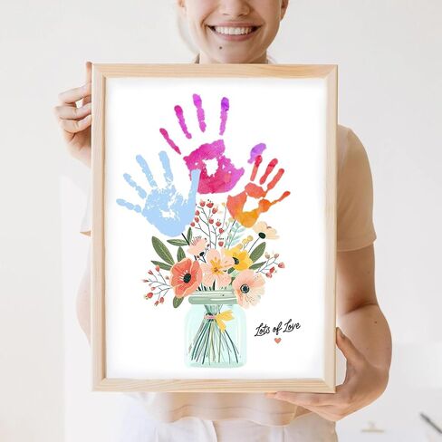Physkoa DIY Handprint Flower Craft Kit for Kids–12"x16" Art Gift with Wood Frame–Keepsake for Mom or Grandma–Meaningful Birthday or Thank You Gift (2 Art Styles Included) in Saudi Arabia